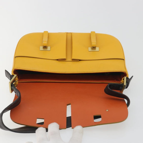 BALLY Shoulder Bag Leather Yellow Gold Auth 195037A