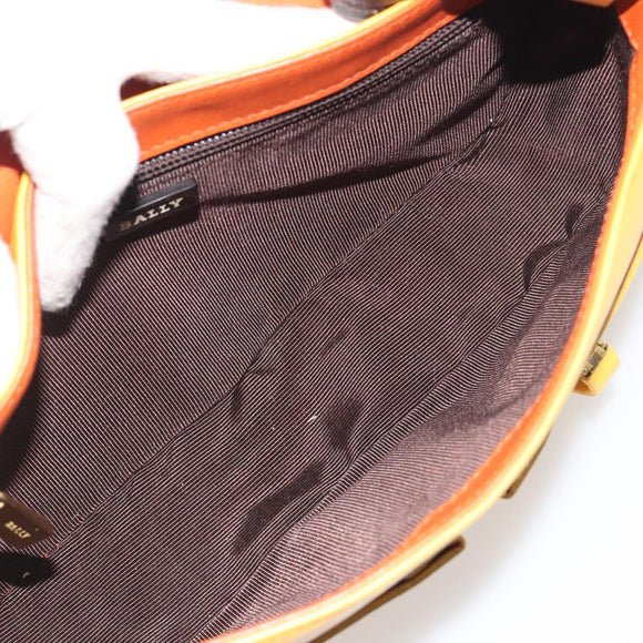 BALLY Shoulder Bag Leather Yellow Gold Auth 195037A