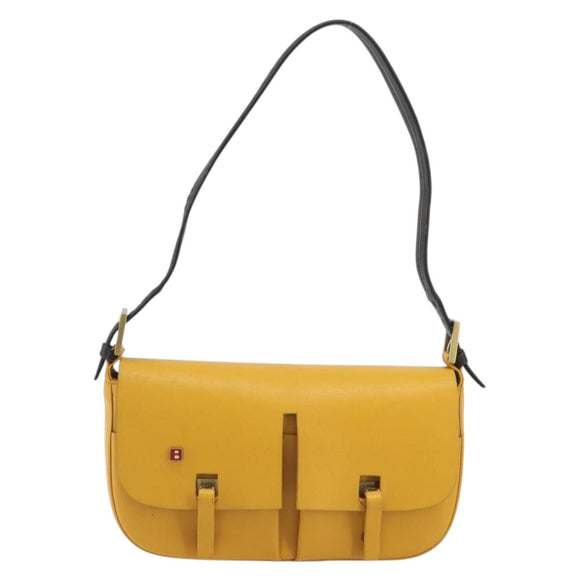 BALLY Shoulder Bag Leather Yellow Gold Auth 195037A