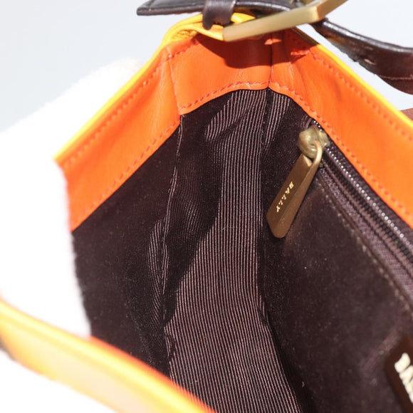 BALLY Shoulder Bag Leather Yellow Gold Auth 195037A