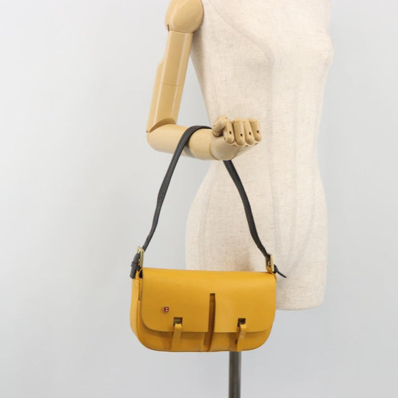 BALLY Shoulder Bag Leather Yellow Gold Auth 195037A