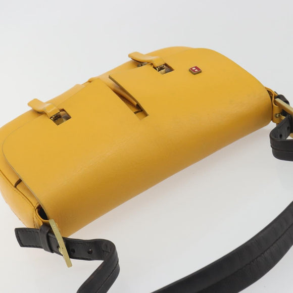 BALLY Shoulder Bag Leather Yellow Gold Auth 195037A