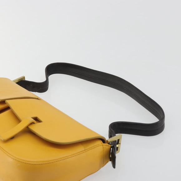 BALLY Shoulder Bag Leather Yellow Gold Auth 195037A