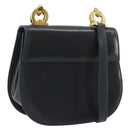 Salvatore Ferragamo Gancini Shoulder Bag Leather Black Gold Auth 195042-1