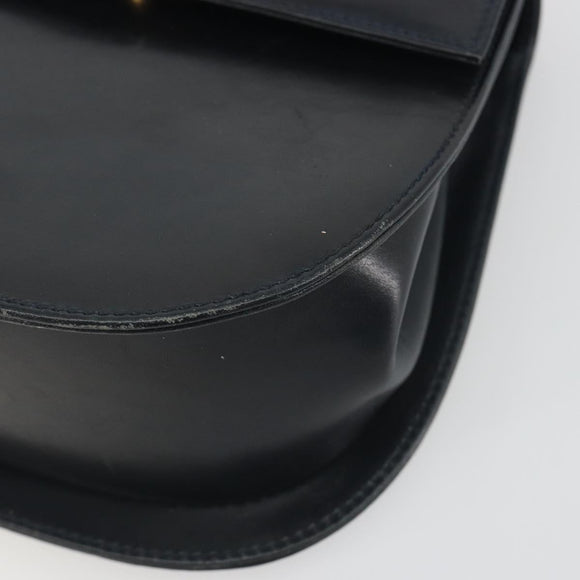 Salvatore Ferragamo Gancini Shoulder Bag Leather Black Gold Auth 195042