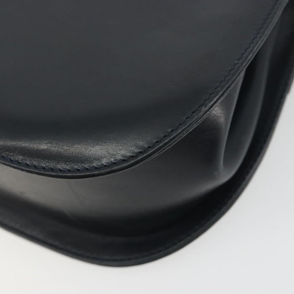 Salvatore Ferragamo Gancini Shoulder Bag Leather Black Gold Auth 195042