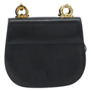 Salvatore Ferragamo Gancini Shoulder Bag Leather Black Gold Auth 195042-2