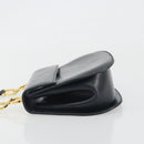 Salvatore Ferragamo Gancini Shoulder Bag Leather Black Gold Auth 195042-5