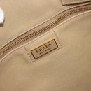 PRADA Canapa M Hand Bag Canvas Beige Gold Auth 195043A-18