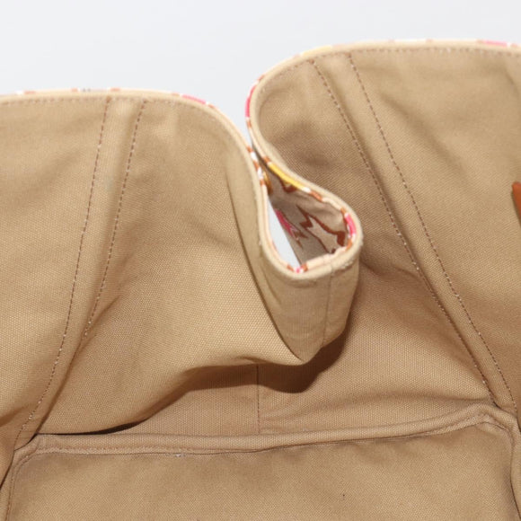 PRADA Canapa M Hand Bag Canvas Beige Gold Auth 195043A