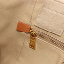 PRADA Canapa M Hand Bag Canvas Beige Gold Auth 195043A-21