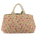 PRADA Canapa M Hand Bag Canvas Beige Gold Auth 195043A-2