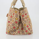 PRADA Canapa M Hand Bag Canvas Beige Gold Auth 195043A-3