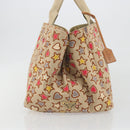 PRADA Canapa M Hand Bag Canvas Beige Gold Auth 195043A-4