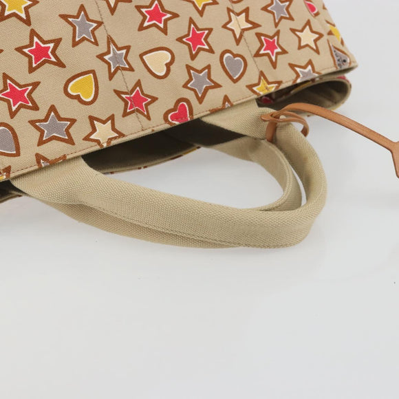 PRADA Canapa M Hand Bag Canvas Beige Gold Auth 195043A