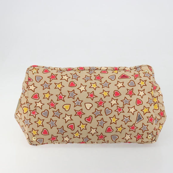 PRADA Canapa M Hand Bag Canvas Beige Gold Auth 195043A