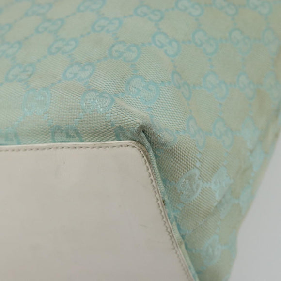 GUCCI GG Canvas Tote Bag Light Blue Gold 002 1098 Auth 195045
