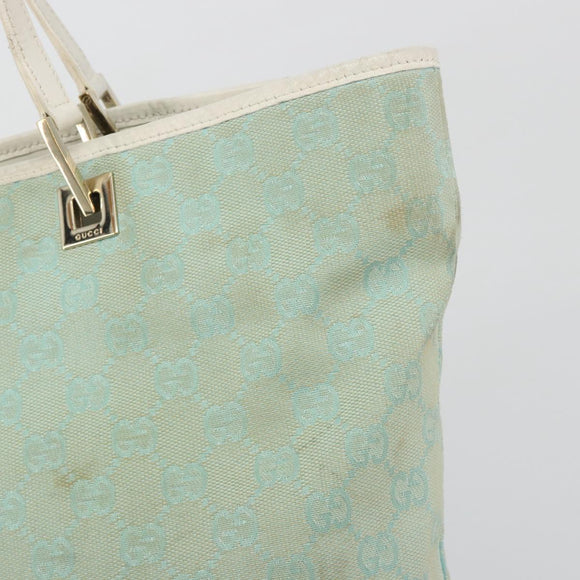 GUCCI GG Canvas Tote Bag Light Blue Gold 002 1098 Auth 195045