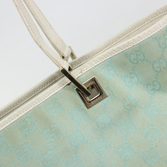 GUCCI GG Canvas Tote Bag Light Blue Gold 002 1098 Auth 195045
