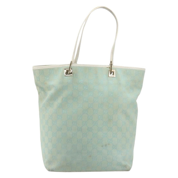 GUCCI GG Canvas Tote Bag Light Blue Gold 002 1098 Auth 195045