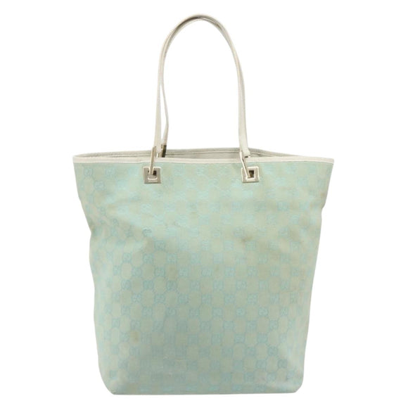 GUCCI GG Canvas Tote Bag Light Blue Gold 002 1098 Auth 195045