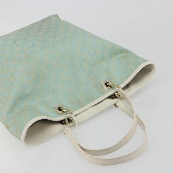 GUCCI GG Canvas Tote Bag Light Blue Gold 002 1098 Auth 195045