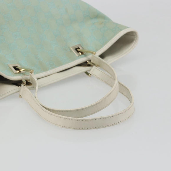GUCCI GG Canvas Tote Bag Light Blue Gold 002 1098 Auth 195045