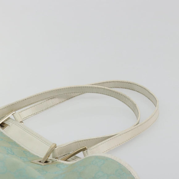 GUCCI GG Canvas Tote Bag Light Blue Gold 002 1098 Auth 195045
