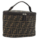 FENDI Zucca Canvas Vanity Pouch Black Brown Auth 195048-1