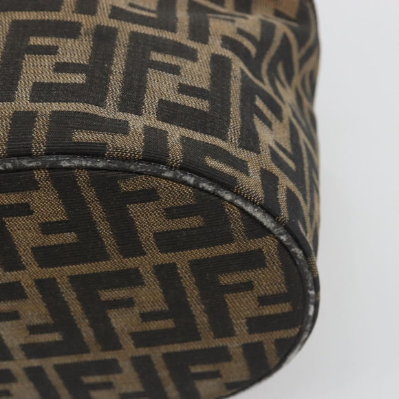 FENDI Zucca Canvas Vanity Pouch Black Brown Auth 195048