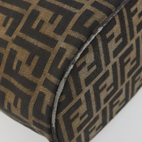 FENDI Zucca Canvas Vanity Pouch Black Brown Auth 195048