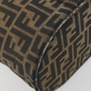 FENDI Zucca Canvas Vanity Pouch Black Brown Auth 195048-16