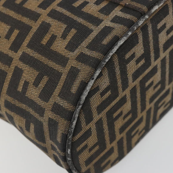 FENDI Zucca Canvas Vanity Pouch Black Brown Auth 195048