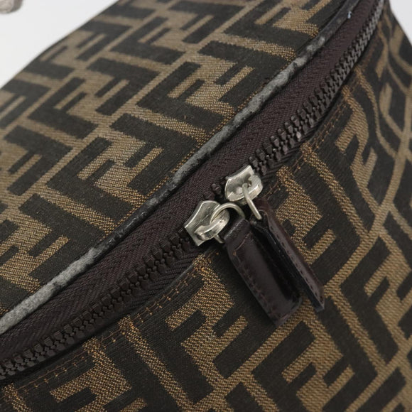 FENDI Zucca Canvas Vanity Pouch Black Brown Auth 195048