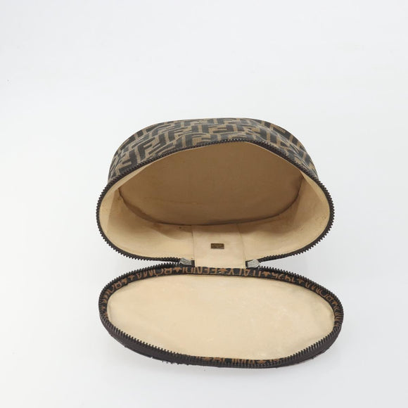 FENDI Zucca Canvas Vanity Pouch Black Brown Auth 195048