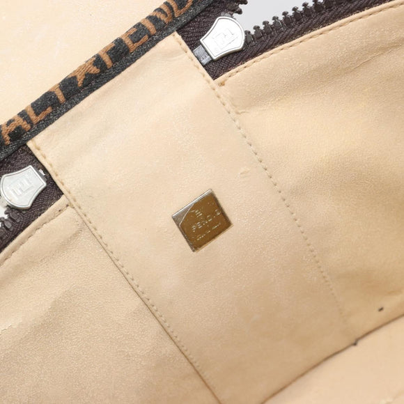 FENDI Zucca Canvas Vanity Pouch Black Brown Auth 195048