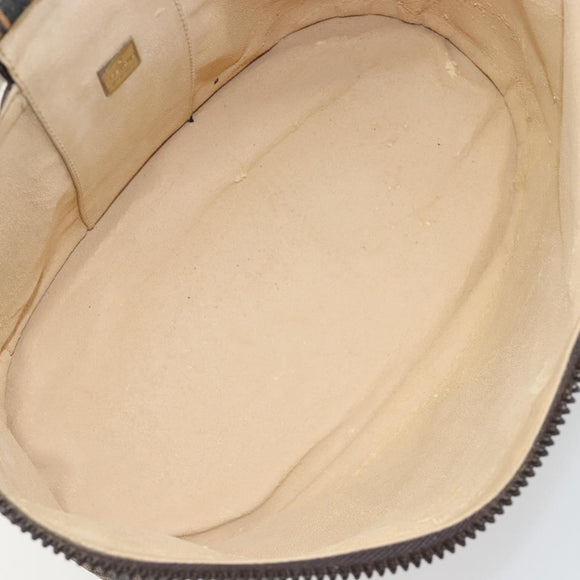 FENDI Zucca Canvas Vanity Pouch Black Brown Auth 195048