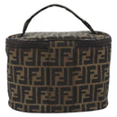 FENDI Zucca Canvas Vanity Pouch Black Brown Auth 195048-2