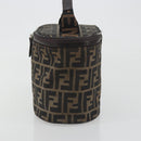 FENDI Zucca Canvas Vanity Pouch Black Brown Auth 195048-3