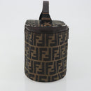 FENDI Zucca Canvas Vanity Pouch Black Brown Auth 195048-4
