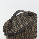 FENDI Zucca Canvas Vanity Pouch Black Brown Auth 195048-6