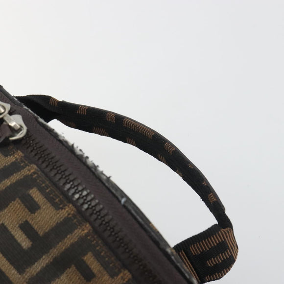 FENDI Zucca Canvas Vanity Pouch Black Brown Auth 195048