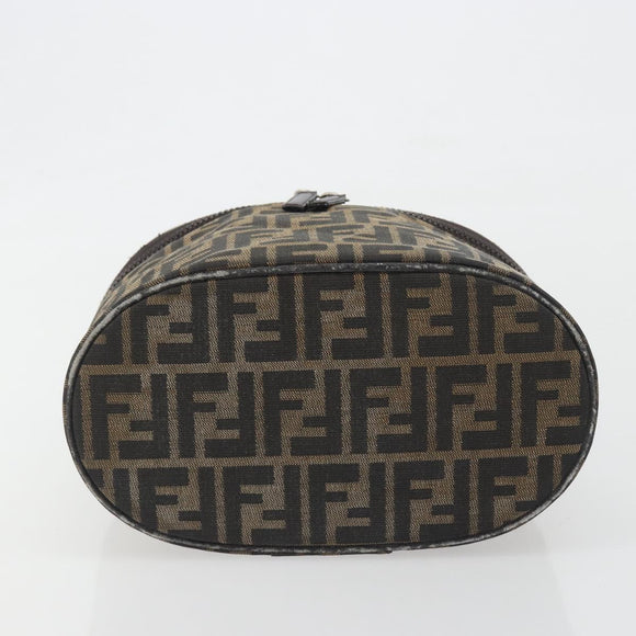 FENDI Zucca Canvas Vanity Pouch Black Brown Auth 195048