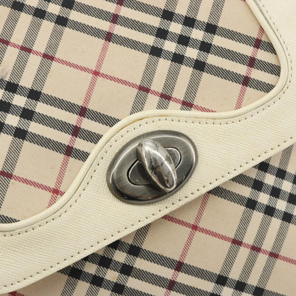 BURBERRY Nova Check Shoulder Bag Canvas Beige Auth 195053