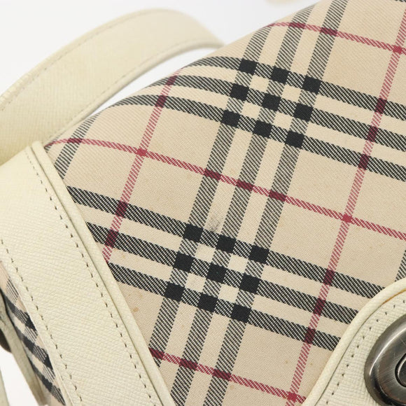 BURBERRY Nova Check Shoulder Bag Canvas Beige Auth 195053