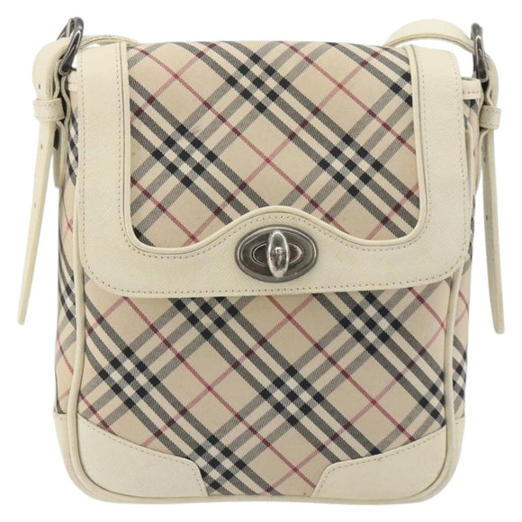 BURBERRY Nova Check Shoulder Bag Canvas Beige Auth 195053