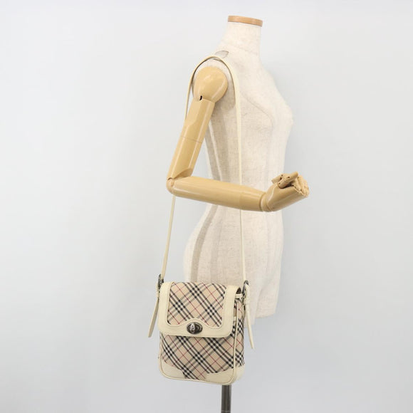 BURBERRY Nova Check Shoulder Bag Canvas Beige Auth 195053