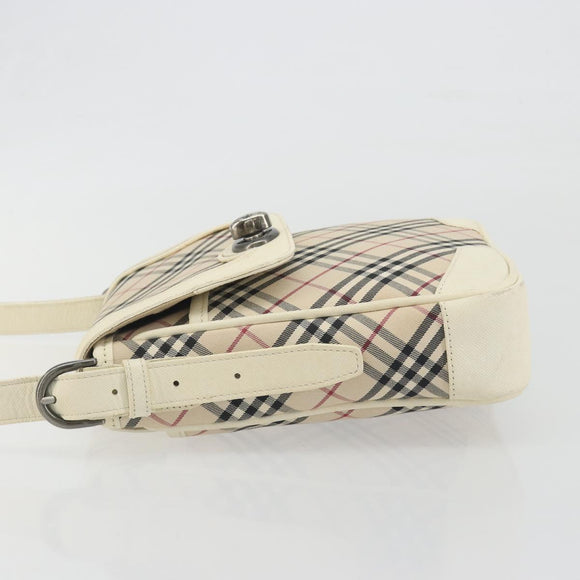 BURBERRY Nova Check Shoulder Bag Canvas Beige Auth 195053