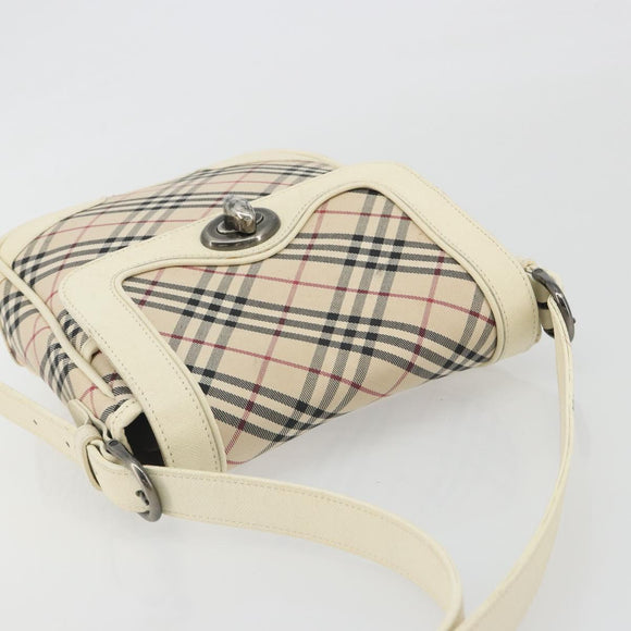 BURBERRY Nova Check Shoulder Bag Canvas Beige Auth 195053