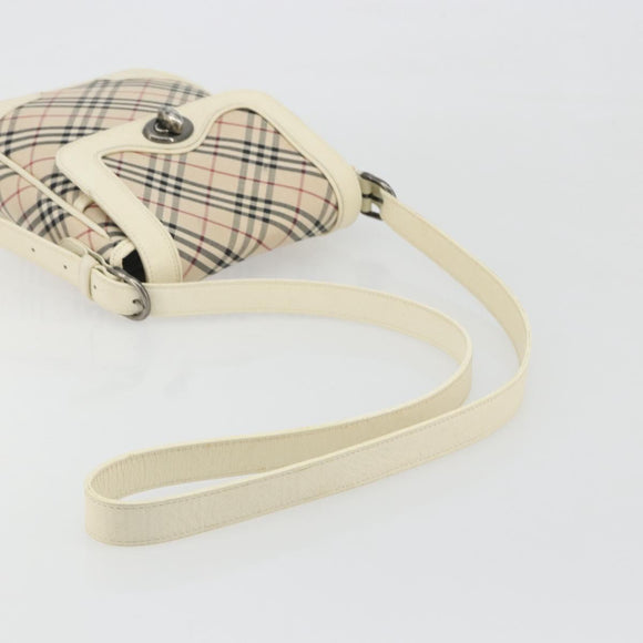 BURBERRY Nova Check Shoulder Bag Canvas Beige Auth 195053